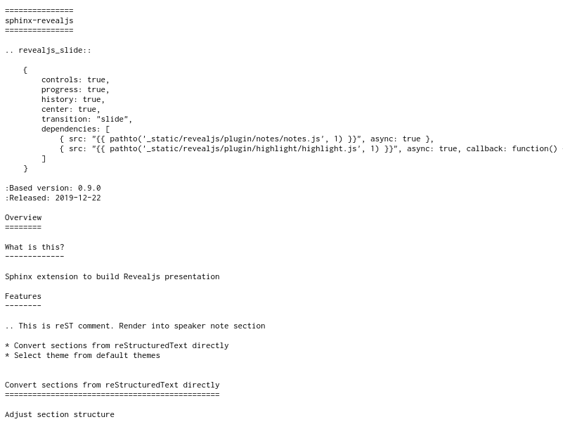 Screenshot of source Sphinx doc
